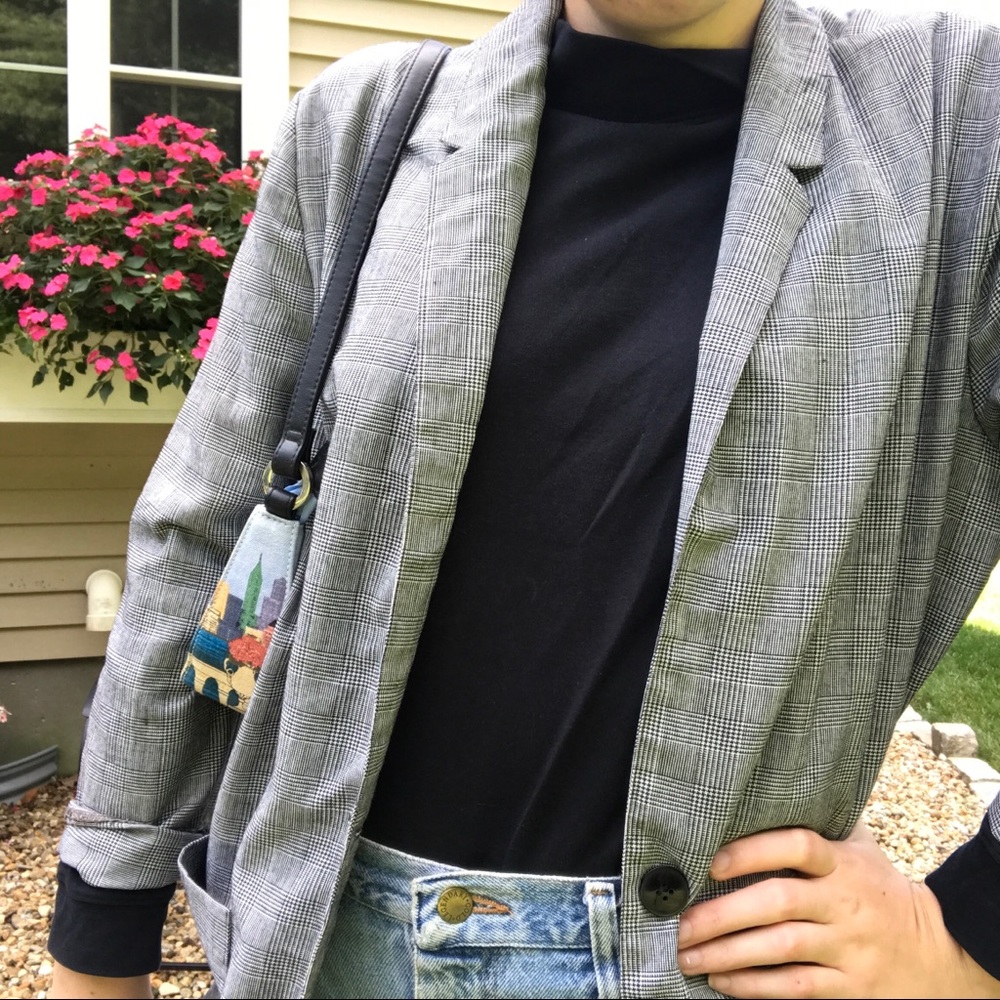 Vintage Black and White Checkered Blazer